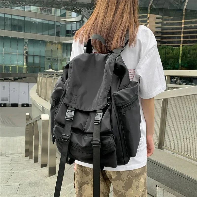 2024 New Men Black Backpack Large Capacity Sports Trend Travel Package Fashion Workwear Bag Boy High School Student SchoolBag