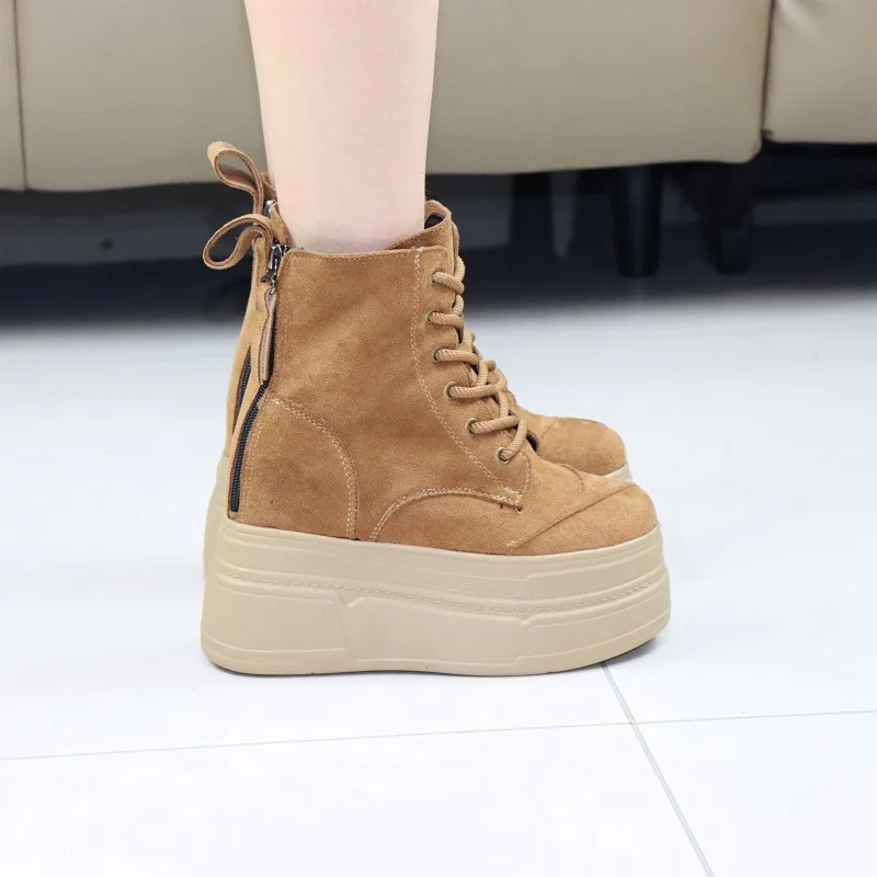 

Women's 12cm Boots Thi Bot Heightening ort Boot Autumn Winter oes Briti Sle Faionable And Warm round Toe