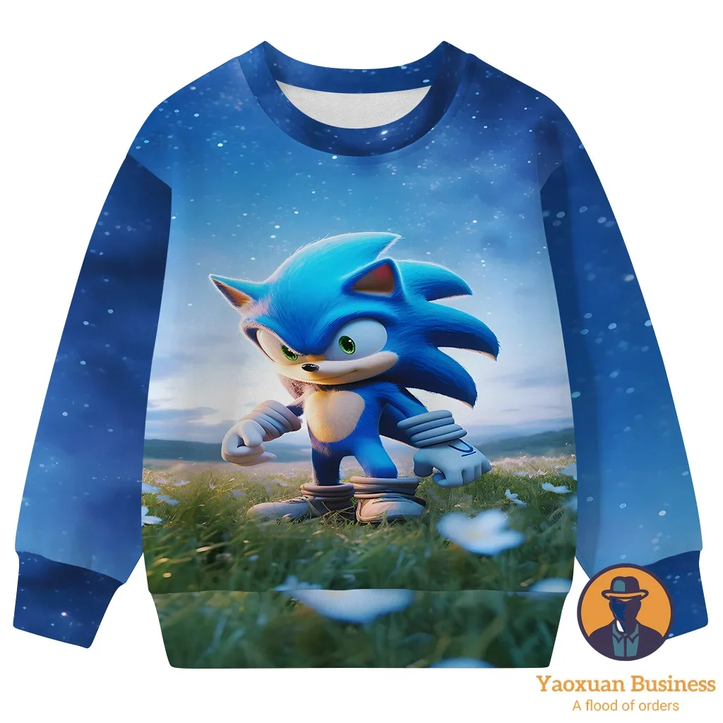 Sonic 2025 nueva sudadera de cuello redondo 3D niños adolescentes niños niñas estampado de dibujos animados Otoño Invierno moda más vendida moda novedosa
