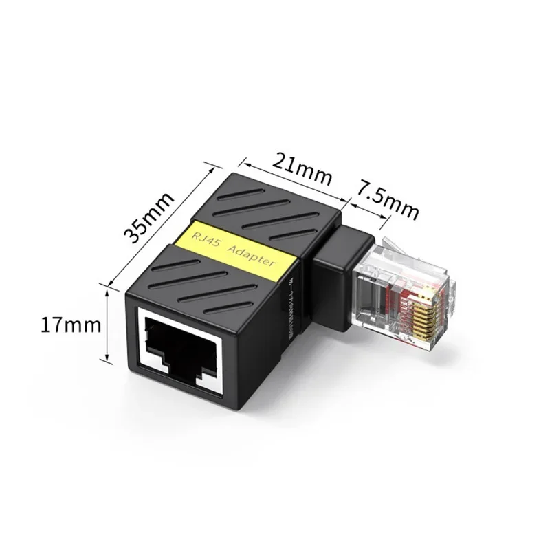 360° Rotation Gigabit RJ45 Network Adapter 90 Degree Right Angle Elbow Network Connector Universal RJ45 Male to Female Converter