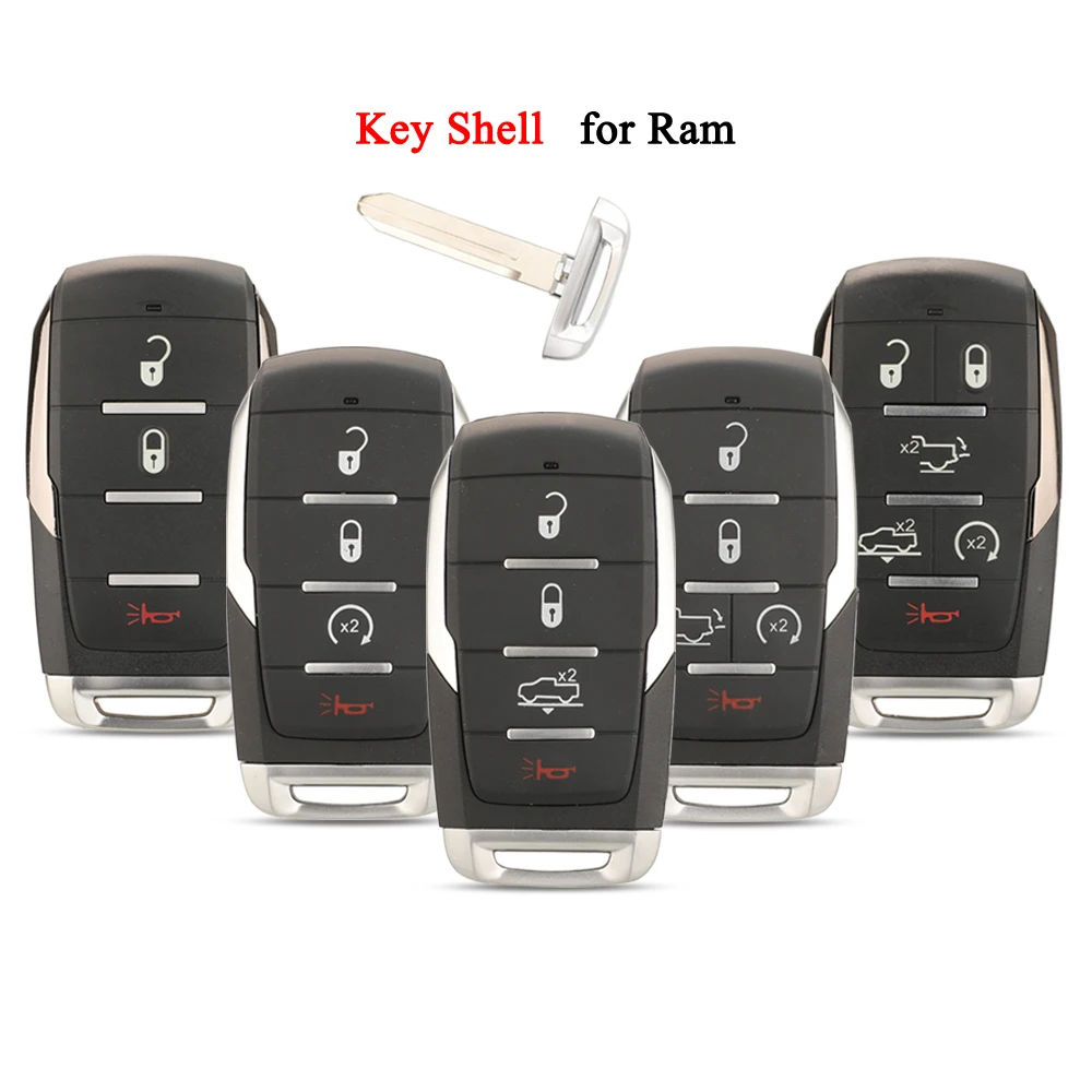 

jingyuqin Replacement for Ram 1500 Pickup 2019 2020 2021 Remote Control Car Key Shell Case Fob 3/4/5/6 Buttons