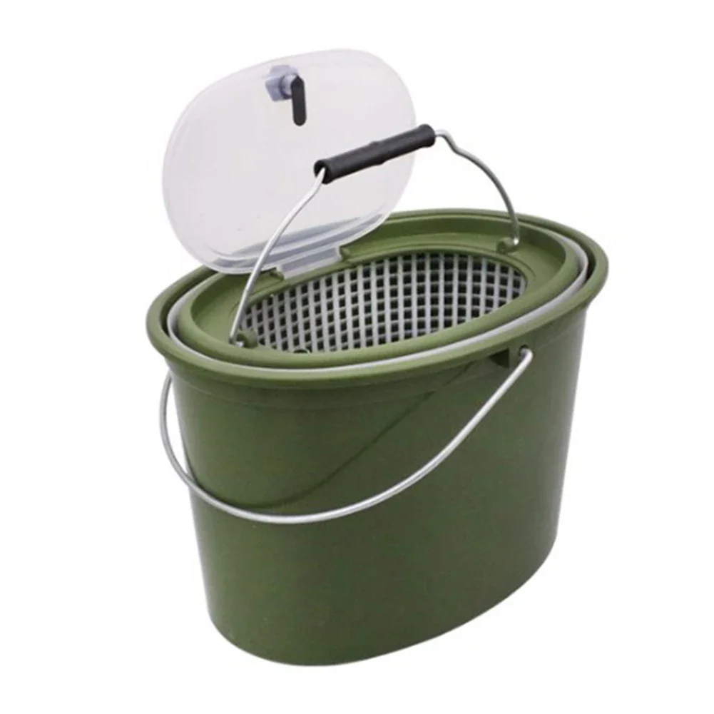 

Water Boxes Fish Bucket Portable With Separate Handle Green Mesh Live Fish PP 650g/950g/1300g Breathable Carp Fishing