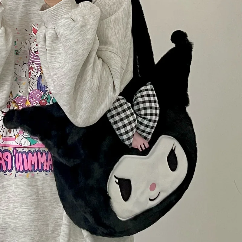 

Плюшевый Рюкзак Kuromi большой емкости, стильная дорожная сумка на одно плечо, Студенческая Сумочка, подарок для девушки на осень и зиму