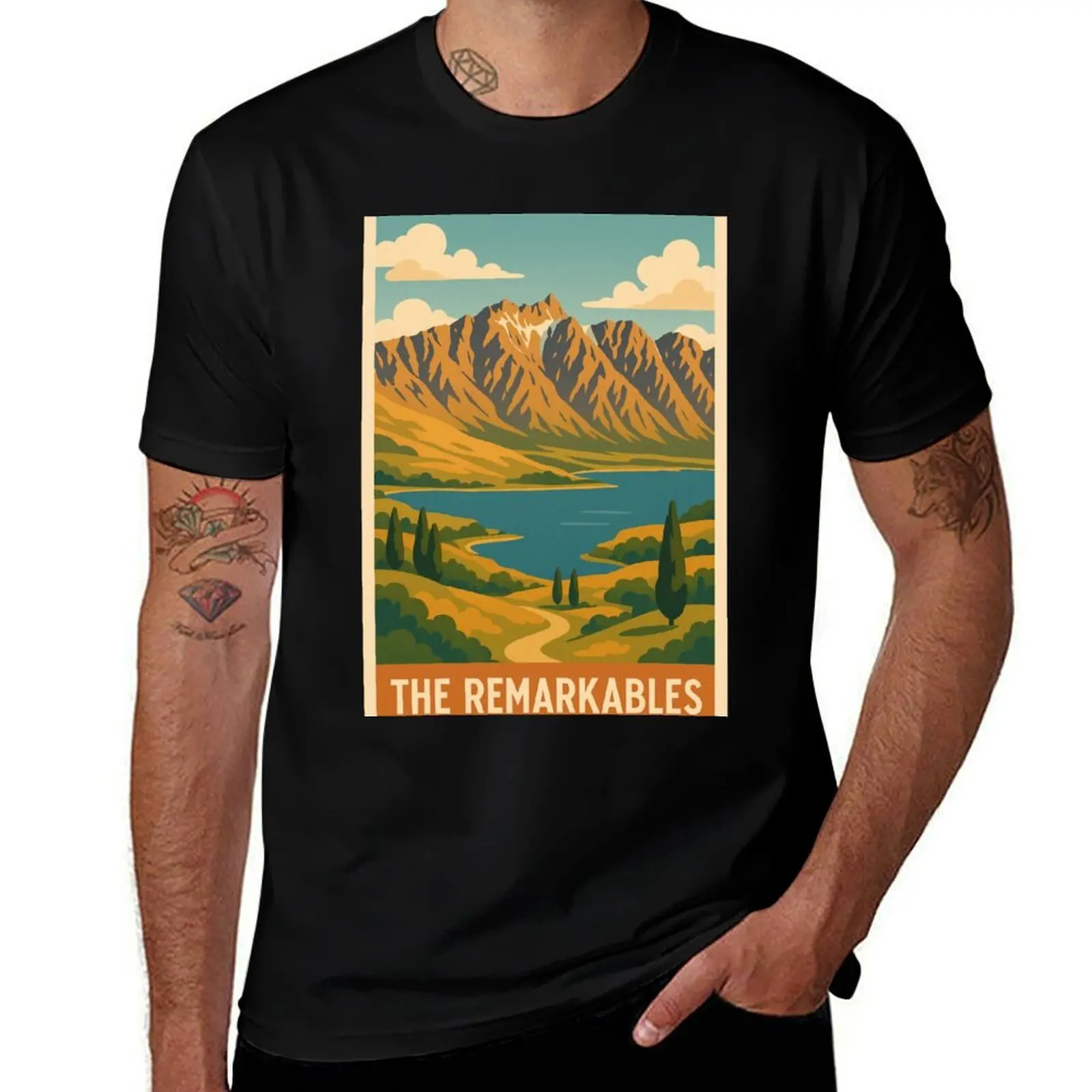 

The Remarkables and Lake Wakatipu Path View T-Shirt funny gifts boys whites tshirts personalised mens graphic t-shirts