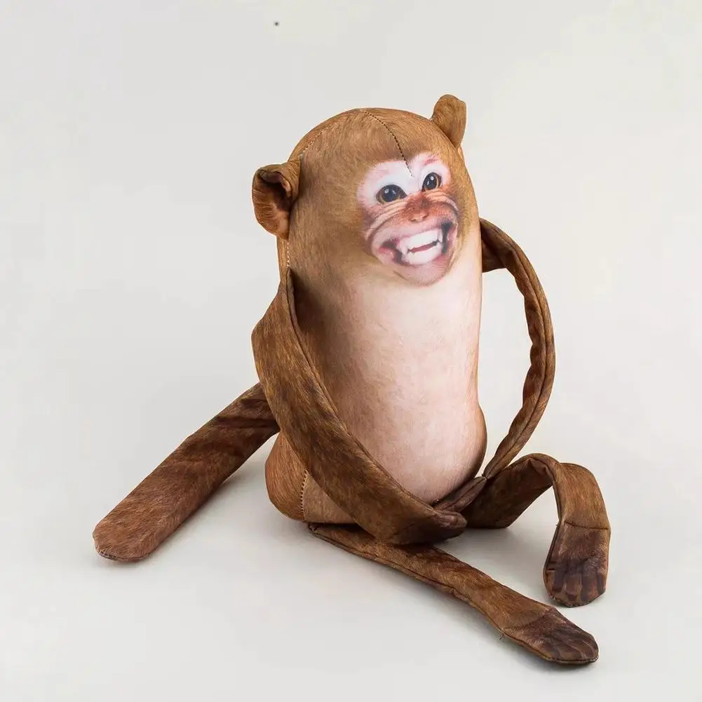 Divertente scimmia peluche cuscino burattino a mano simpatico peluche con bocca aperta regalo bavaglio