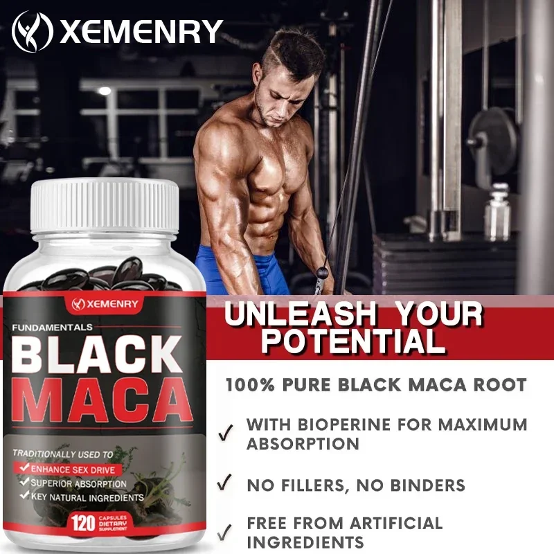 كبسولات الماكا السوداء - تعزز الأداء والطاقة والكتلة العضلية والتحمل