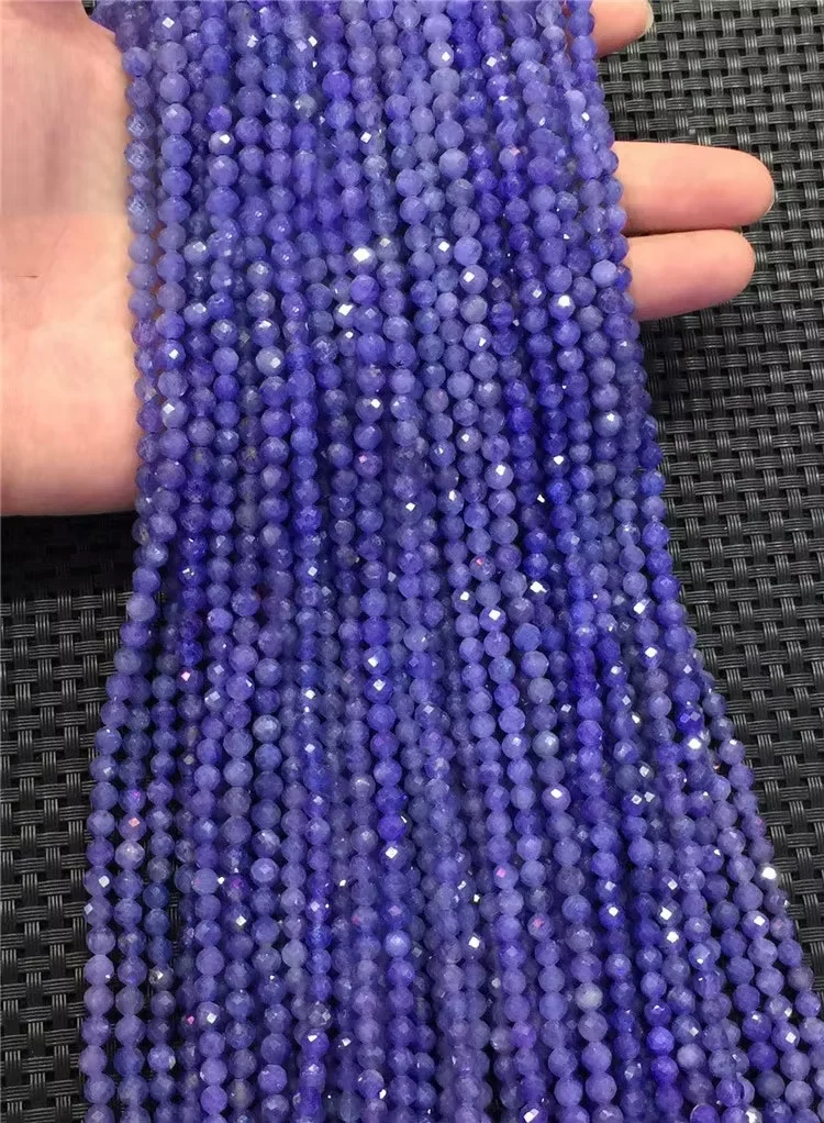 15“ High Quality Natural Genuine Tanzania Tanzanite Dark Purple Blue Gemstone Stones Faceted Round Loose Beads 3- 10mm