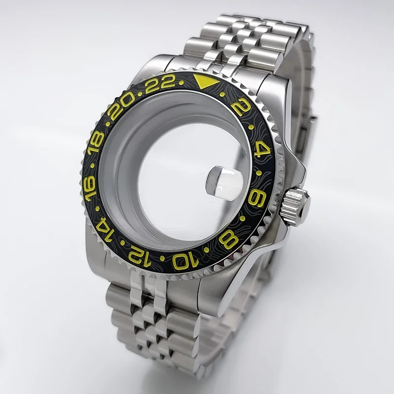 NH35 kast 40 mm Sub Gmt Jubile roestvrijstalen band saffierglas voor Seik Mod accessoires NH35 NH36 NH34 uurwerk horlogekast