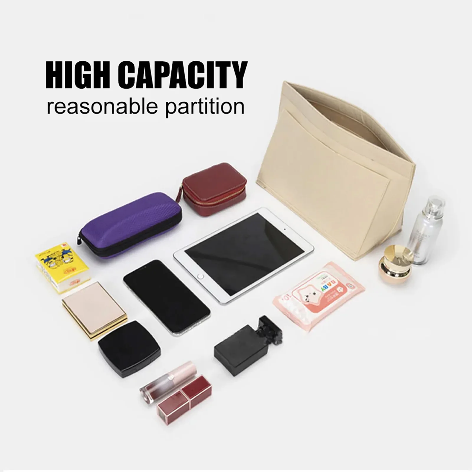 Make Up Organizer Felt Insert Bag for Women Handbag Travel Inner Purse Portable Cosmetic Bags Fit Various Brand Bags