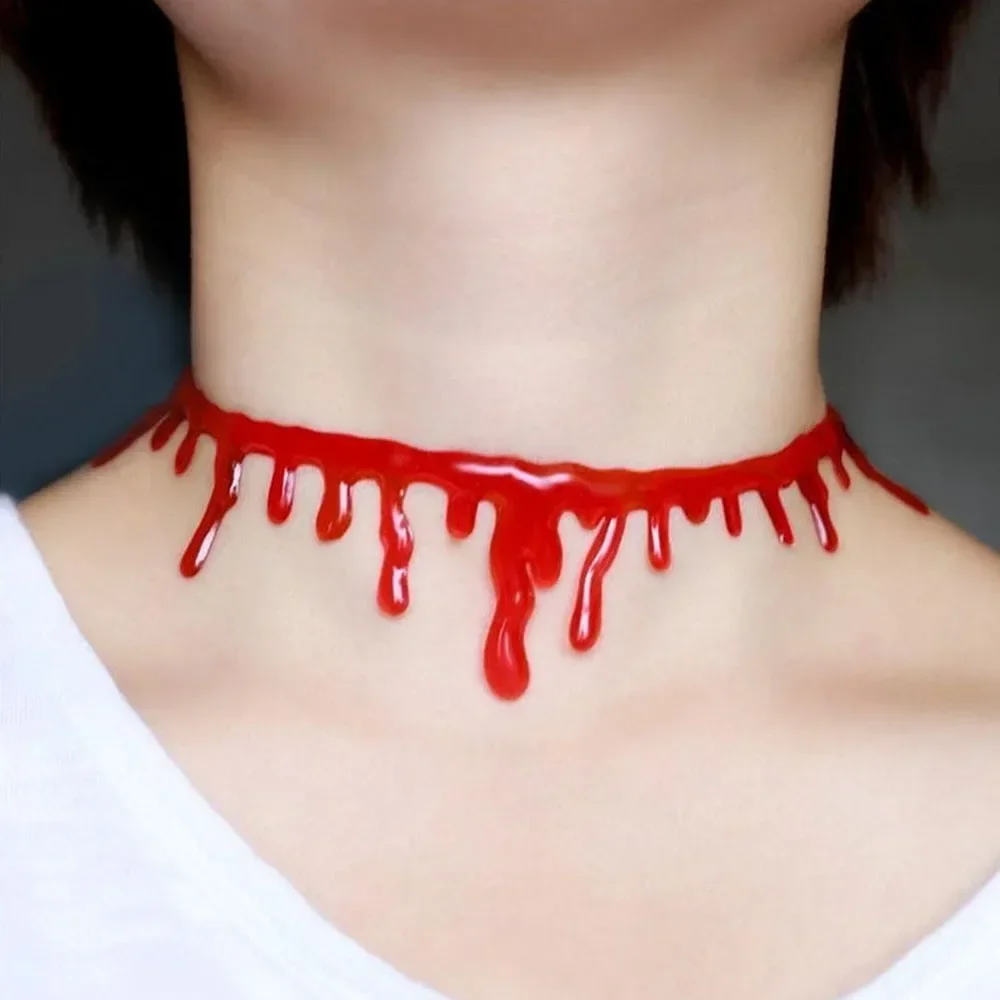 Unisex Bloody Scar Necklace Horror Fake Vampire Choker Girls Cosplay Costume Props Party Decorations Gifts Halloween Accessories