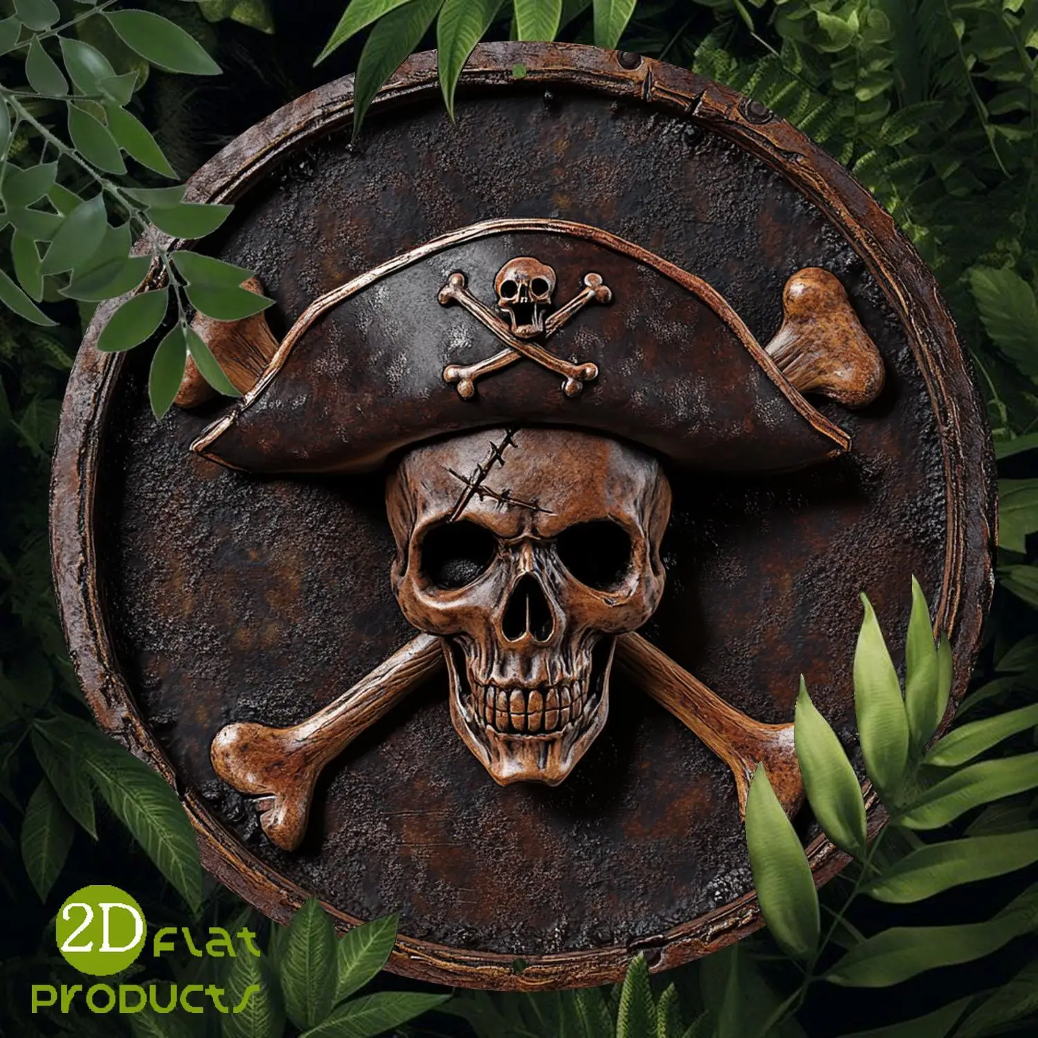 2D Flat, 1pc Pirate-Themed Round Aluminum Wall Plaque - Vintage Nautical Wall-Mounted Sign Suitable for Home, Office, Cafe Decor