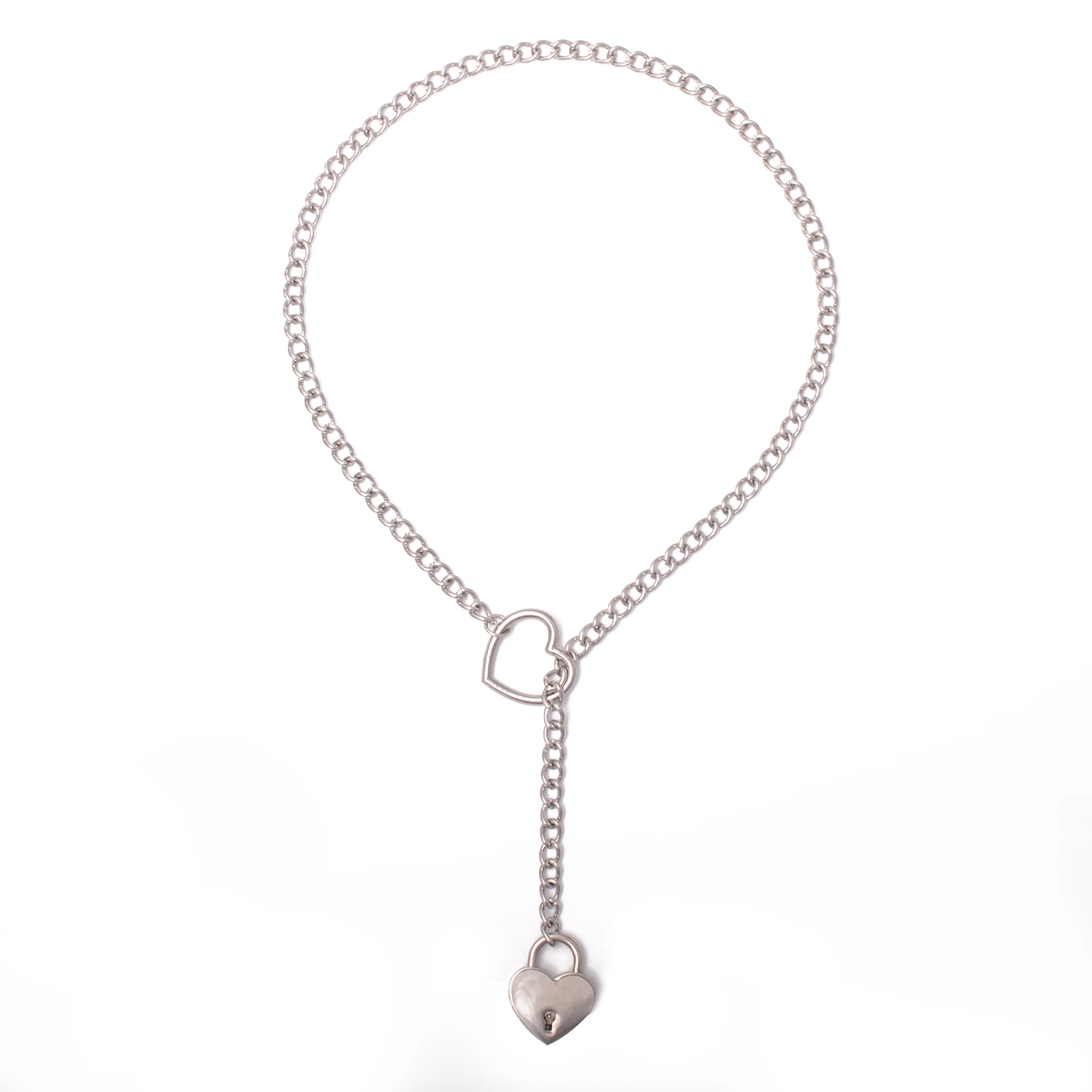 Heart Lock Slip Chain Necklace Love Chains Choker Padlock Collar for Women Couples Necklace Jewelry Gift