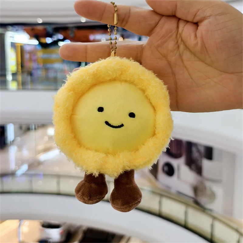 

Cute and Cute Fried Egg Pendant Plush Toy Doll Egg Tart Sun Bag Pendant Keychain Doll Food Pendant 12cm