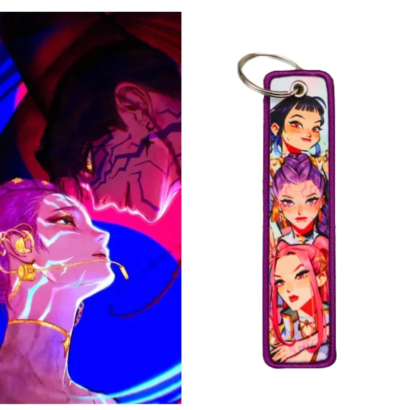 

1pcs Kpop Animation Series Embroidered Keys Tag Jet Tag Keychains for Motorcycles Cars Backpack Fashion Key Ring Accessories