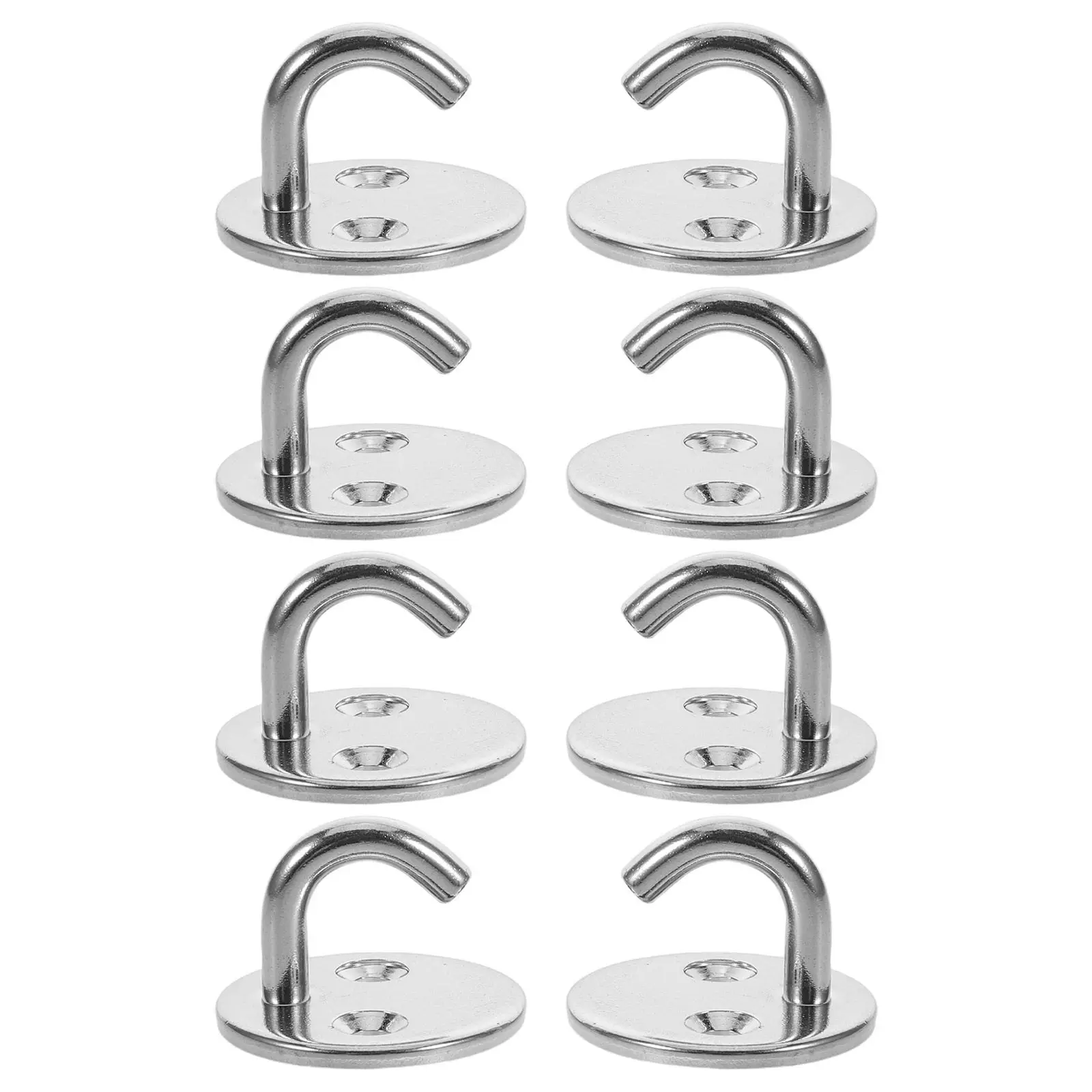 8Pcs Marine Grade Stainless Steel Round Pad Eye Hooks with Flat Base Open Hook Design for Boat Yacht Rigging Hardware Ceiling