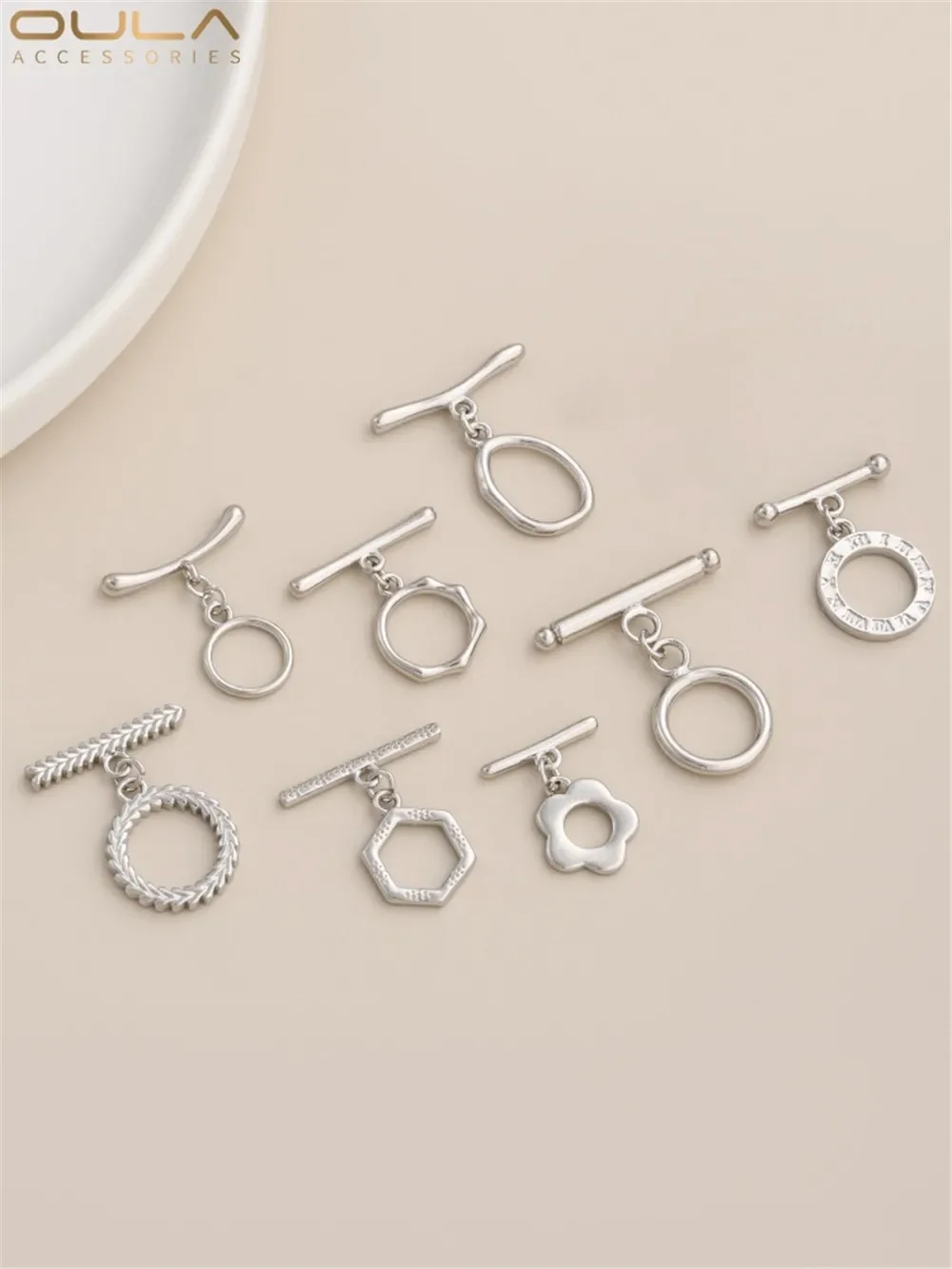 

Copper Plated White Gold Shaped OT Buckle Round Oval Diy Pearl Necklace Accessories Connection Buckle