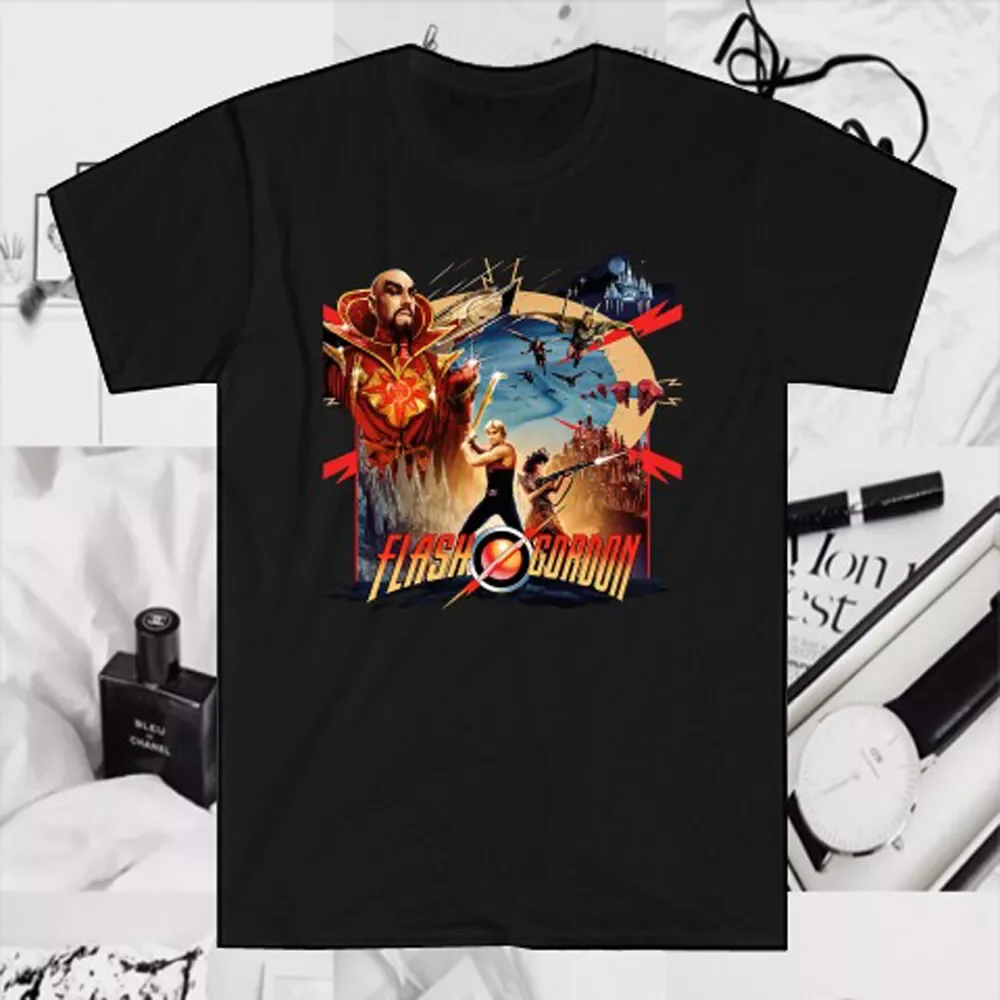 Flash Gordon Movie TV Series Men's Black T-Shirt Size S to 5XL