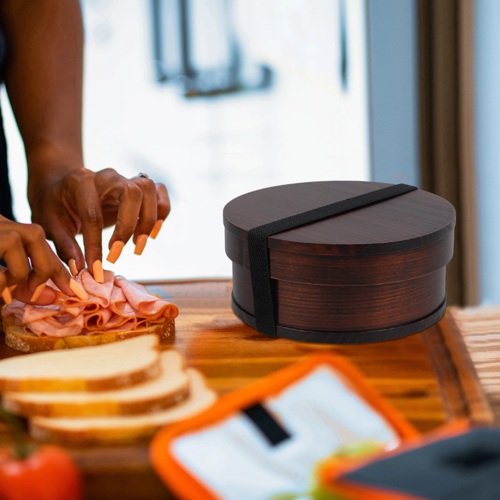 

Wooden Vintage Bento Case Portable Large Capacity Safe Material Lunch Box for Outdoor Picnic Work Traveling Bento Lunch Box