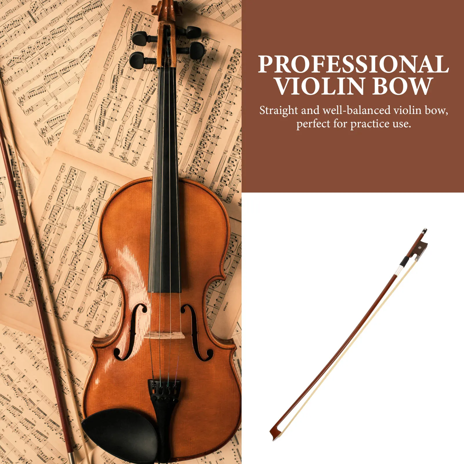

Wooden Violin Violin Bow Instrument 4 Practice Student Professional Musical Equipment Accessory