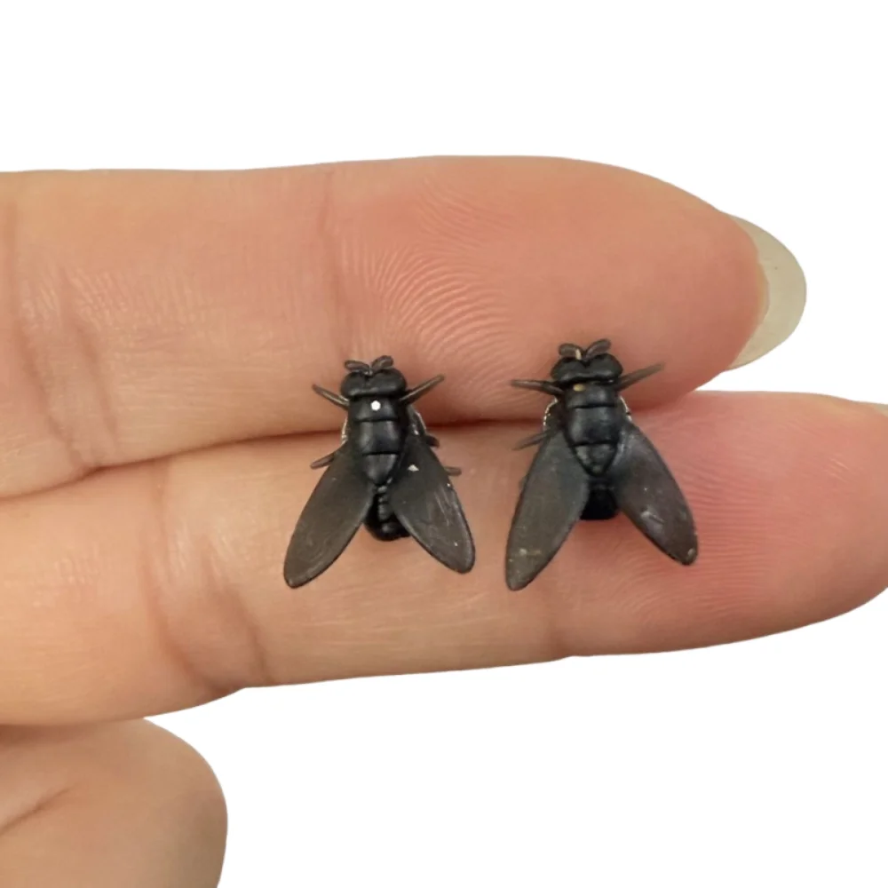Funny Tiny Black Fly Stud Earrings for Gifting