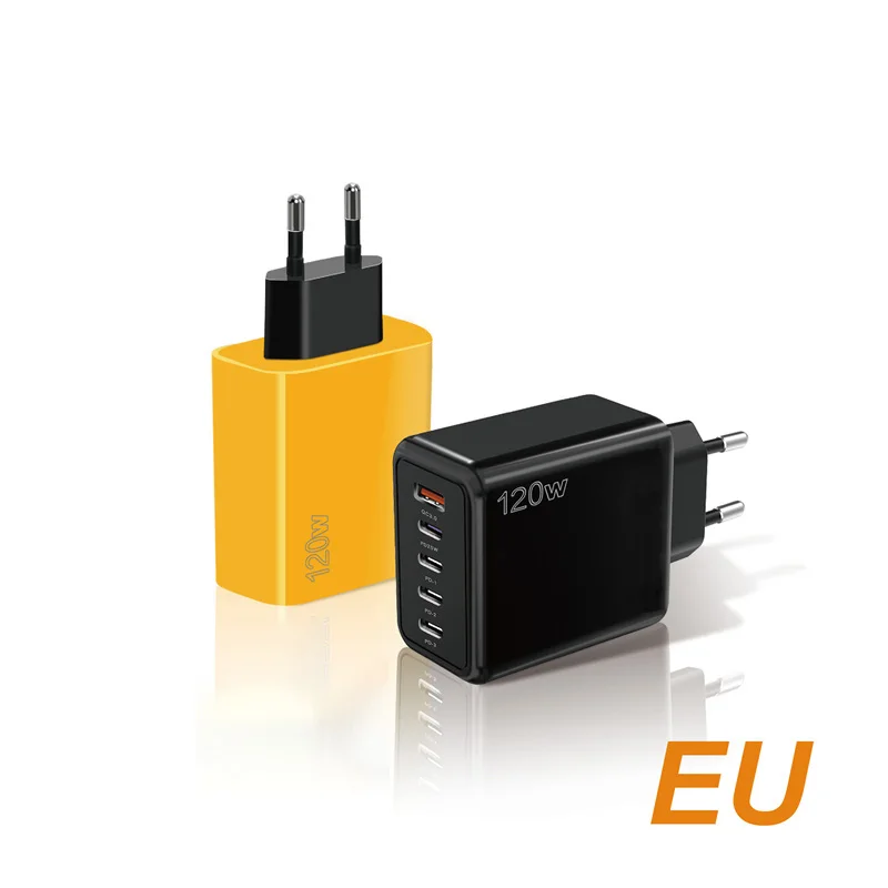 شاحن USB متعدد المنافذ بقدرة 120 وات PD، 4 منافذ PD، 1 منفذ USB، محول شحن سريع لهواتف iOS وأندرويد مع ماس كهربائى #5