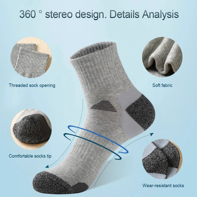 5 Pairs Men's Ankle Socks Sports Casual Breathable Sweat Absorbing Comfortable Simple Design Sweat Absorption