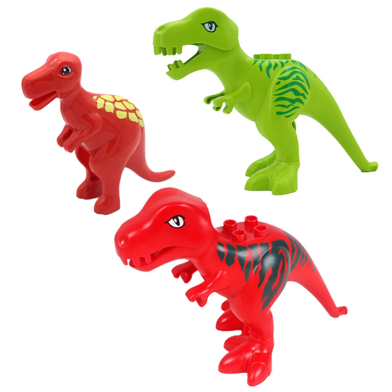 Große Bausteine Tiere Teile Zoo Sets Dinosaurier Montieren Zubehör Kompatibel Duplon Ziegel Jurassic Spielzeug für Kinder Geschenk