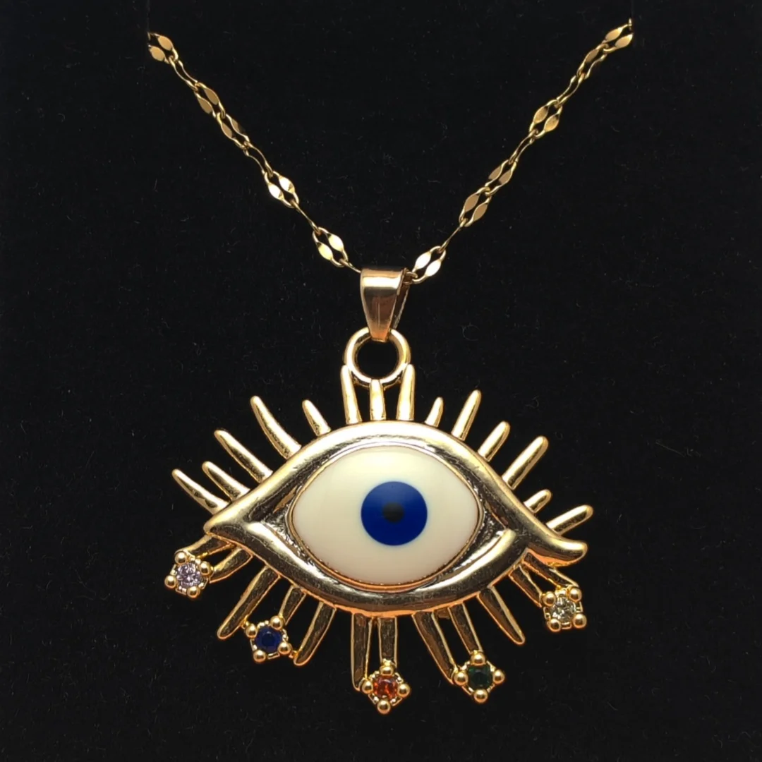 Fashionable Minimalist Devil Eye Necklace for Women, Titanium Steel and Micro-inlaid Copper Pendant with Sparkling Zircon image 6