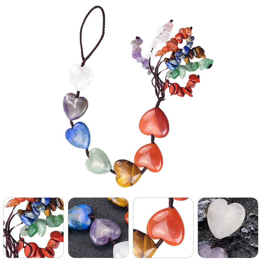 

1pc Creative Natural Stone Pendant Colorful Hanging Ornament Car Decorative Accessory Handmade Jewelry Gift Car Rearview