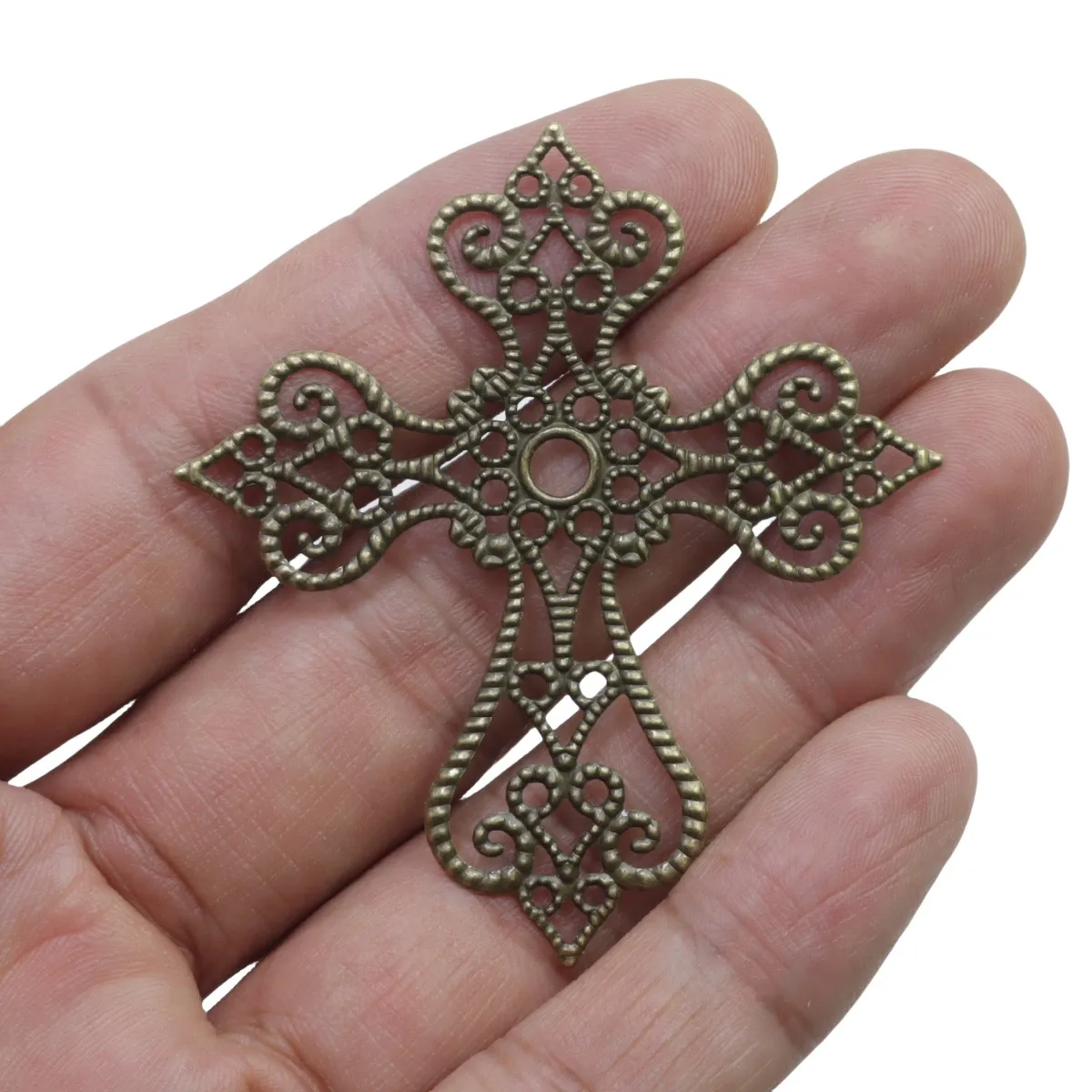 12pcs Filigree Cross Charms Pendants Tibetan Iron Findings Embellishments for DIY Necklace Earring Jewelry Making Accessories