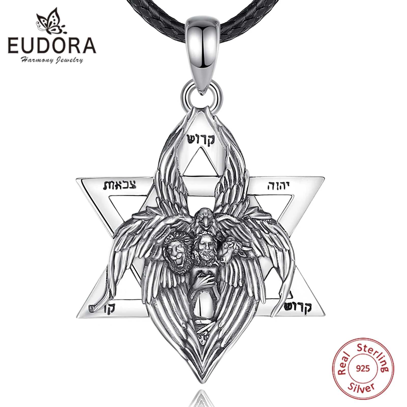 

Eudora 925 Sterling Silver Star of David Pendant for Women Man vintage Adam Eagle Lion Bull Amulet Necklace Personality Jewelry