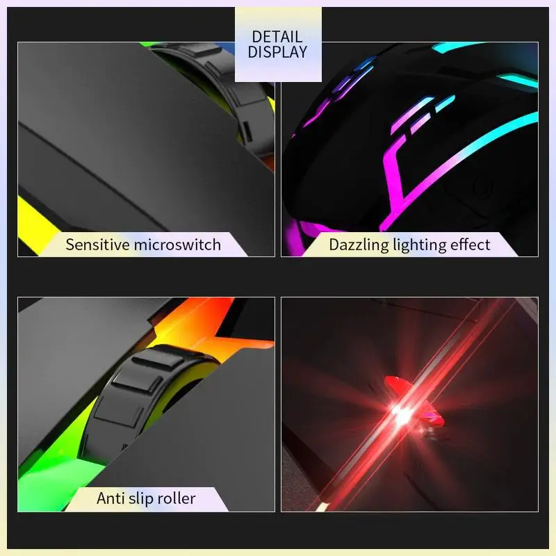 USB 유선 게이밍 마우스 LED 빛나는 백라이트 마우스 PC 게이머 컴퓨터 데스크탑 용 3D 인체 공학적 조정 가능한 광학 마우스
