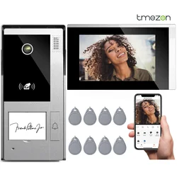 4 wire TMEZON WiFi Video Intercom System with Camera, 7 Inch 1080P touch screen IP Wired Video Doorphone, Tuya,Remote Unlock