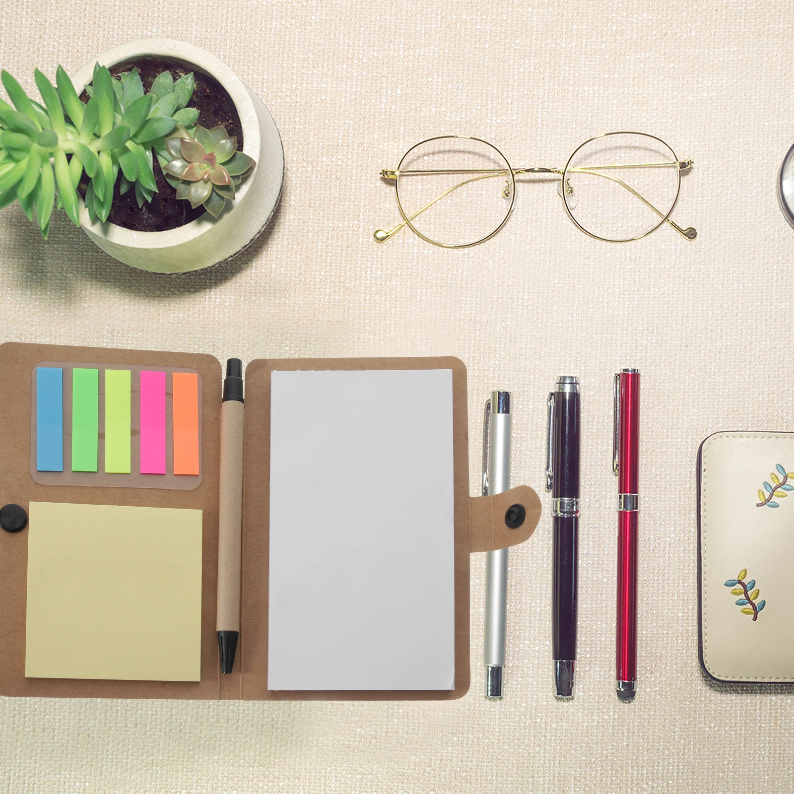 

2pcs Kraft Paper Notepad Multi-Use Memo Pads Smooth Writing Tear-Off For Office School Home Grocery List Portable