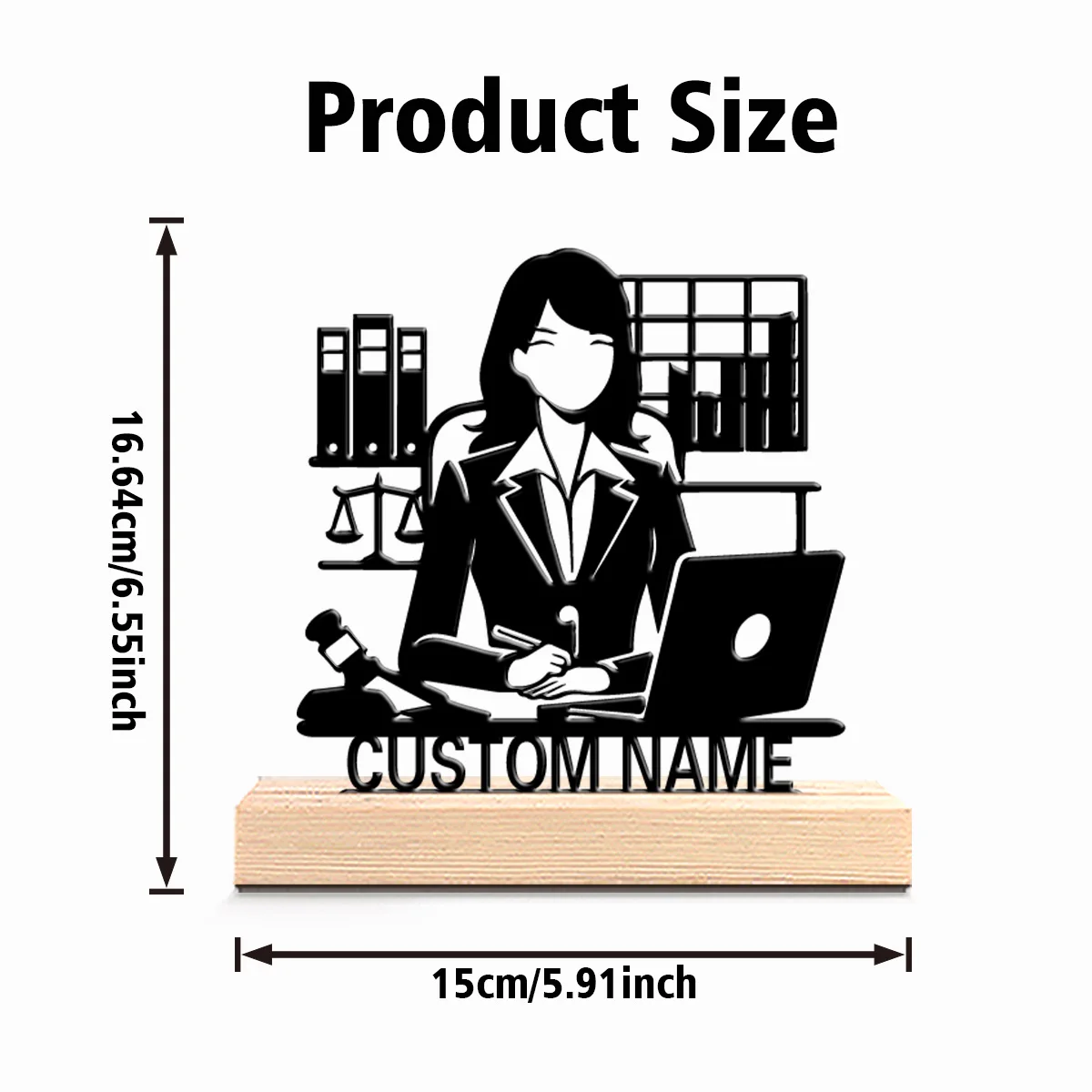 1pc Thriller Personalized Custom Lawyer Metal Statues Wooden Base Lighting for Office, Workshop, Modern Rustic, Steampunk Themes