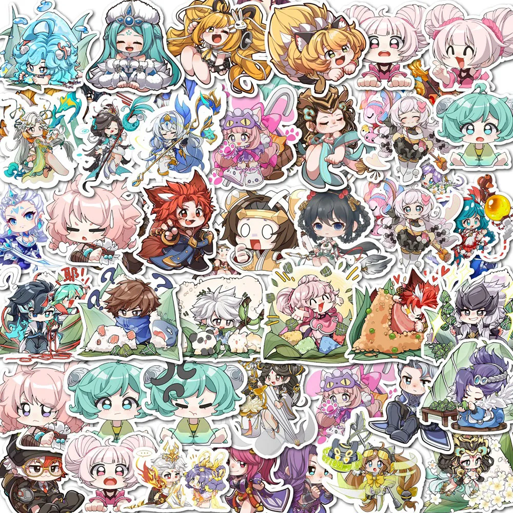 Cute Q‑Version Fantasy Game Character Waterproof Stickers DIY Decals for Phone Laptop Water Bottle Scrapbook Decor