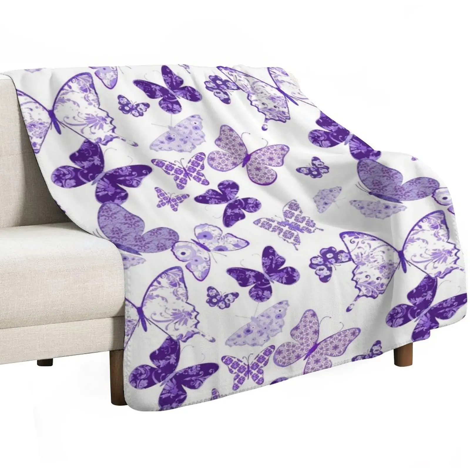 Beautiful Purple Butterflies A Throw Blanket For Decorative Sofa bed plaid Bed covers Multi-Purpose Plush Blankets
