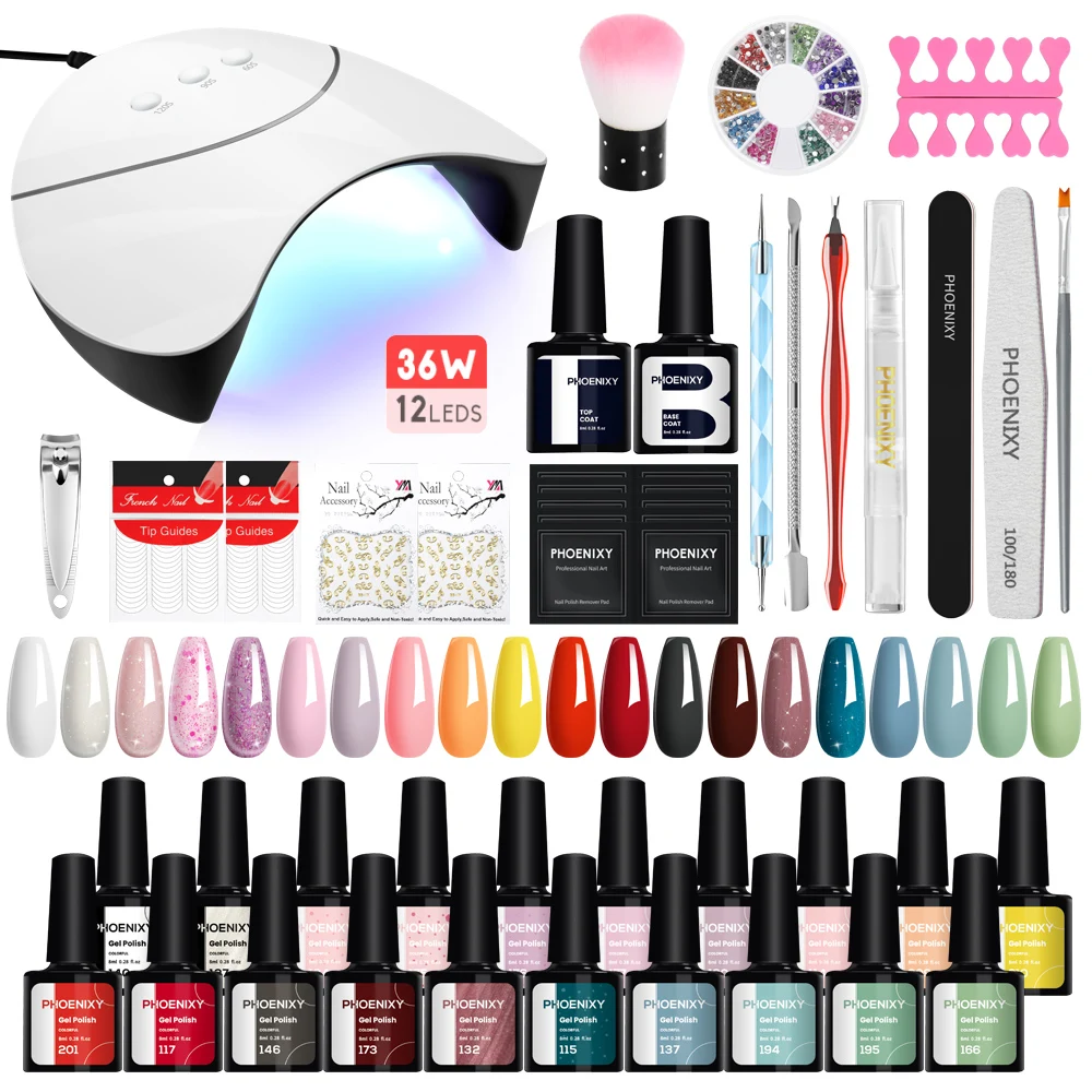 Complete Nail Gel Kit 8ML Gel Nail Polish with Nail Lamp Set & 20PC Gel Nail Polish with Top Base Coat Set Beginner Manicure Set