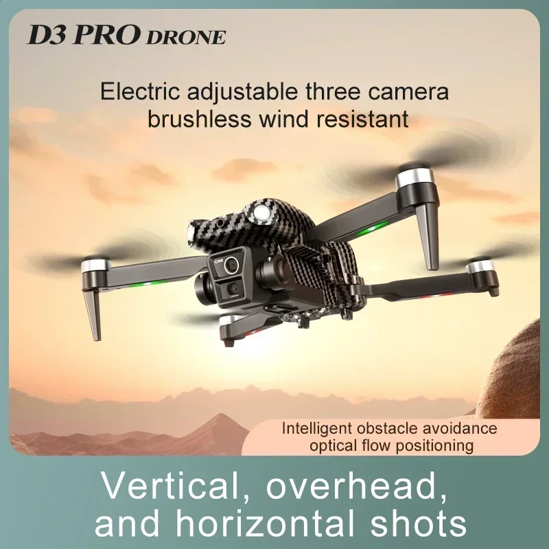 

Мини-дрон D3pro 8K профессиональный, 4K, с тремя камерами, без GPS, с оптическим позиционированием и предотвращением препятствий, радиоуправляемый квадрокоптер, подарки, игрушки