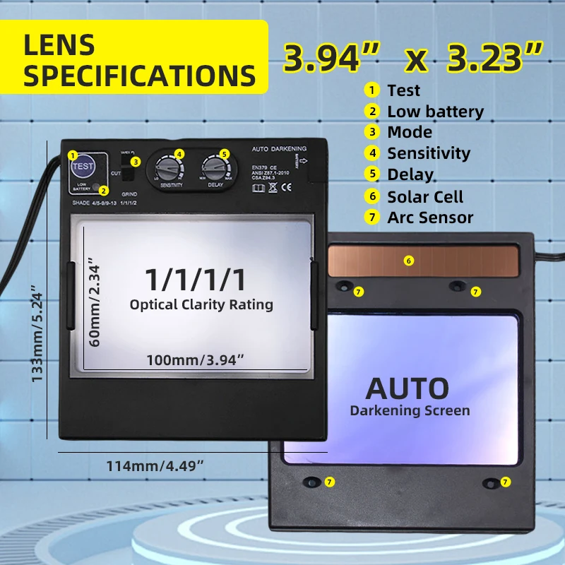 Big 4 Arc Sensor DIN5-DIN13 Solar Auto Darkening TIG MIG MMA Grinding True Color Welding Mask/Welder Cap/Welder Glasses PC Cover