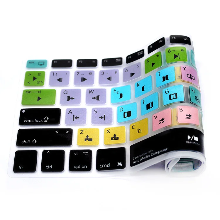 HRH Avid Media Composer 4 - 8 Spanish Hotkey Silicone Keyboard Cover Protector Keypad Skin For Mac Air Pro Retina 13