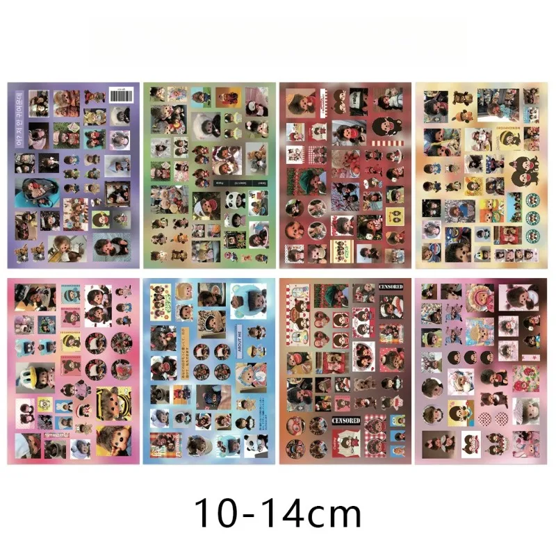 8 Stück Neue Niedliche Monchhichi-Serie DIY-Aufkleber Kawaii Cartoon-Charakter Kreativität Exquisite Handyhülle Wasserdichter Aufkleber – Detail 6