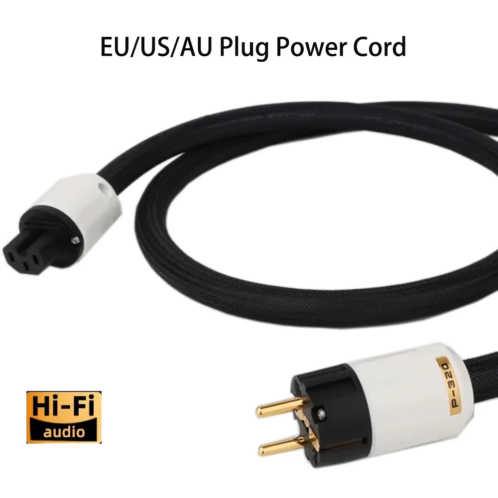 

HIFI Power Cable with EU/US/AU Plug Power Cord Cable Tube Amp DVD Audiophile Hi-end PCOCC Power Cable