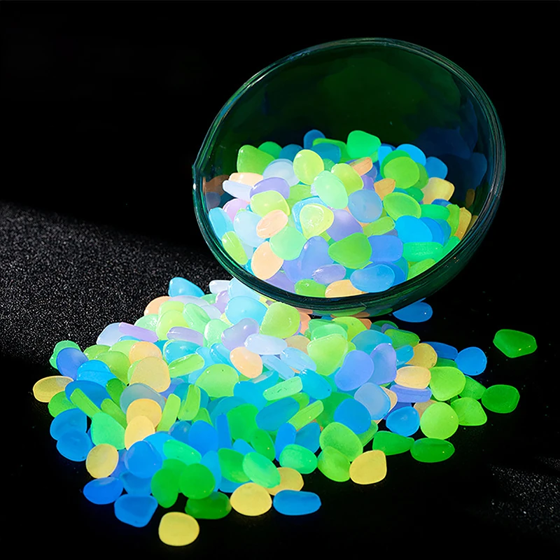 **100pcs Garden Decor Luminous Stones Glow In The Dark Decorative Pebbles Outdoor Fish Tank Decoration Aquarium Accessories
