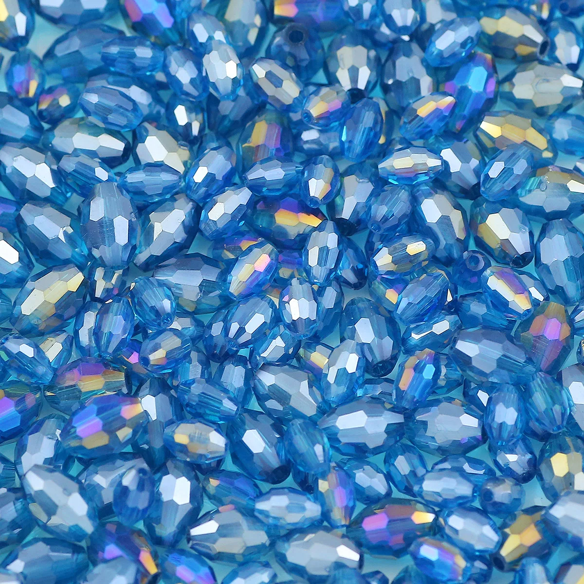 4x6/5x8mm Faceted Oval Hole Blue AB Austrian Crystal Glass Rice Grains Spacer Beads For Jewelry Making Bracelets Diy Accessories