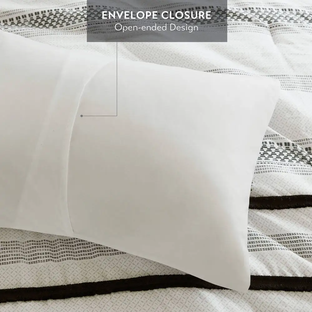 7-teiliges gestreiftes Bettdecken- und Steppdecken-Set – komplett/Queen, natürlich knitterfrei und schrumpffest, pflegeleicht und pflegeleicht