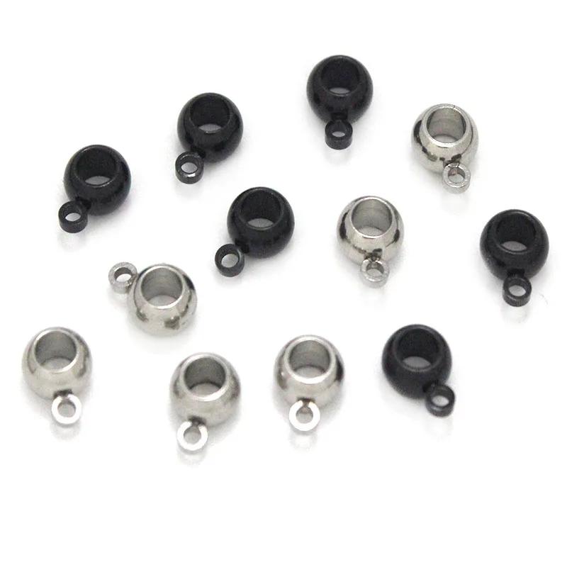 20pcs/lot Stainless Steel Pendant Pinch Bail Connectors Clasps Black Color Spacer Charms Bead Clips Bails For DIY Jewelry Making