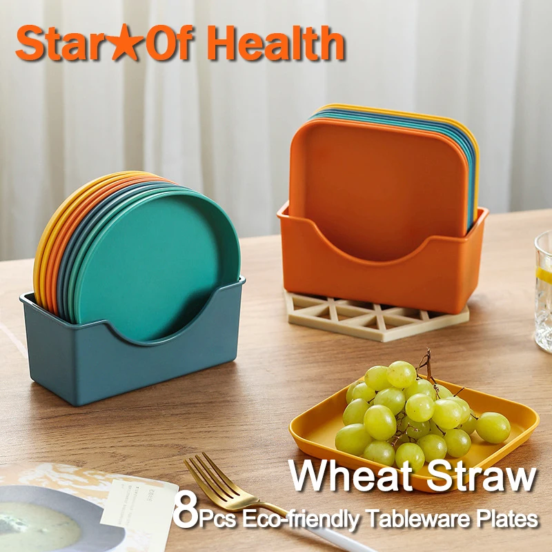 

Wheat Straw Bone Dish Tableware Fruit Plate Eco Friendly Cake Candy Biscuit Bread Nut Dish Kitchen Accessories Dinnerware Plates