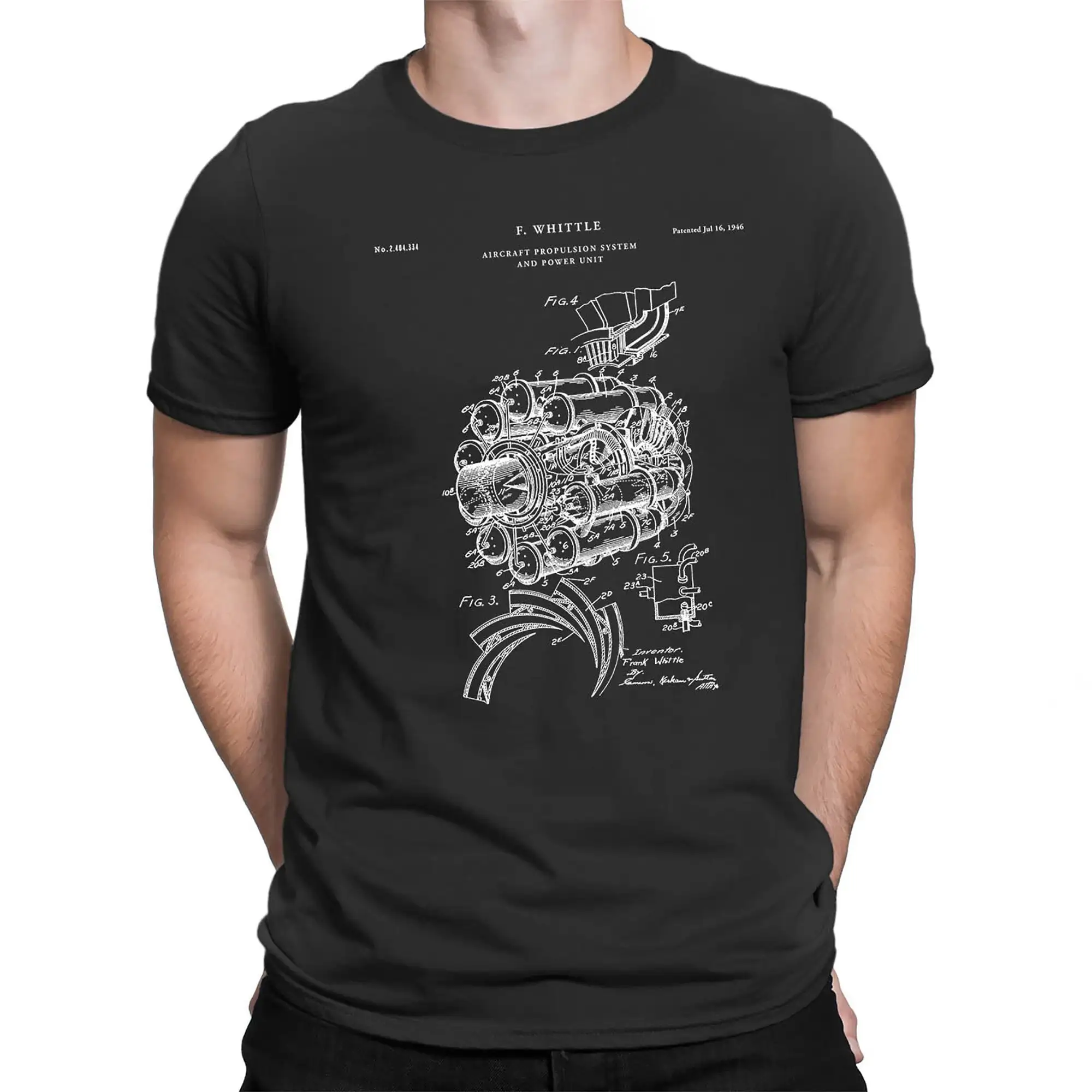 Aircraft Propulsion Patent T Shirt Old Aviation Airplane Pilot Engine PT504