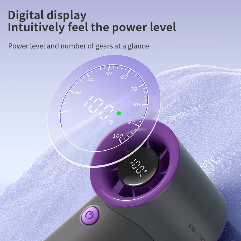 Summer Mini Portable Handheld Cold Fan 3600mAh Rechargeable Digital Display Fan Cooler for Outdoor Camping Travel Home Office